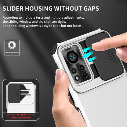 For Infinix Hot 11s NFC 4G Slide Camera Protection Anti-fall Cell Phone Shell Kickstand PC + TPU Hybrid Cover Phone Case