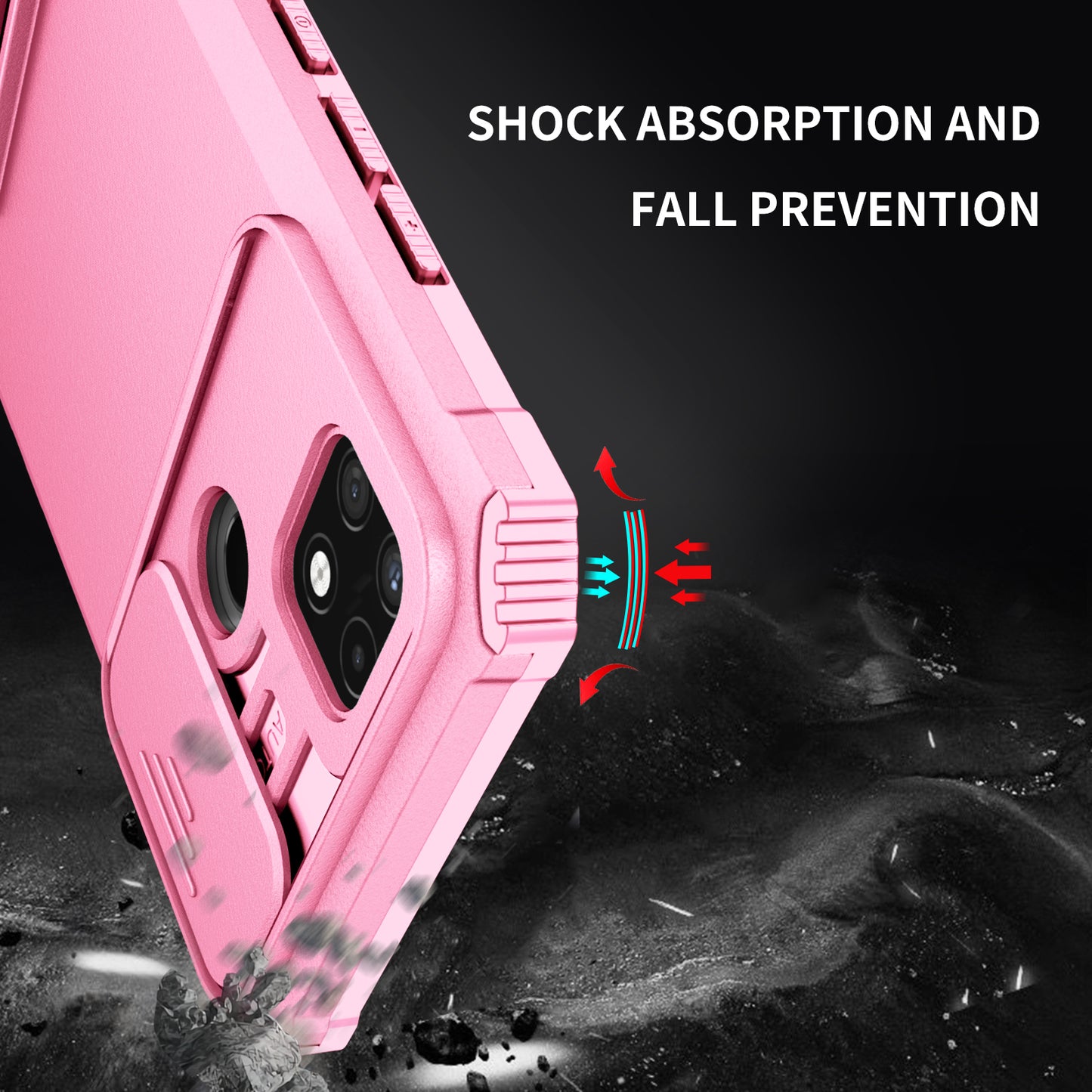 For Infinix Hot 11s NFC 4G Slide Camera Protection Anti-fall Cell Phone Shell Kickstand PC + TPU Hybrid Cover Phone Case