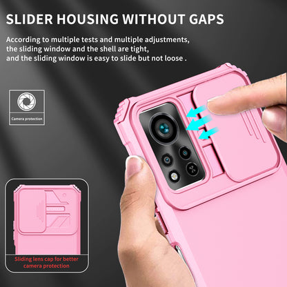 For Infinix Hot 11s NFC 4G Slide Camera Protection Anti-fall Cell Phone Shell Kickstand PC + TPU Hybrid Cover Phone Case