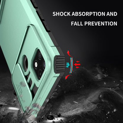 For Infinix Hot 11s NFC 4G Slide Camera Protection Anti-fall Cell Phone Shell Kickstand PC + TPU Hybrid Cover Phone Case