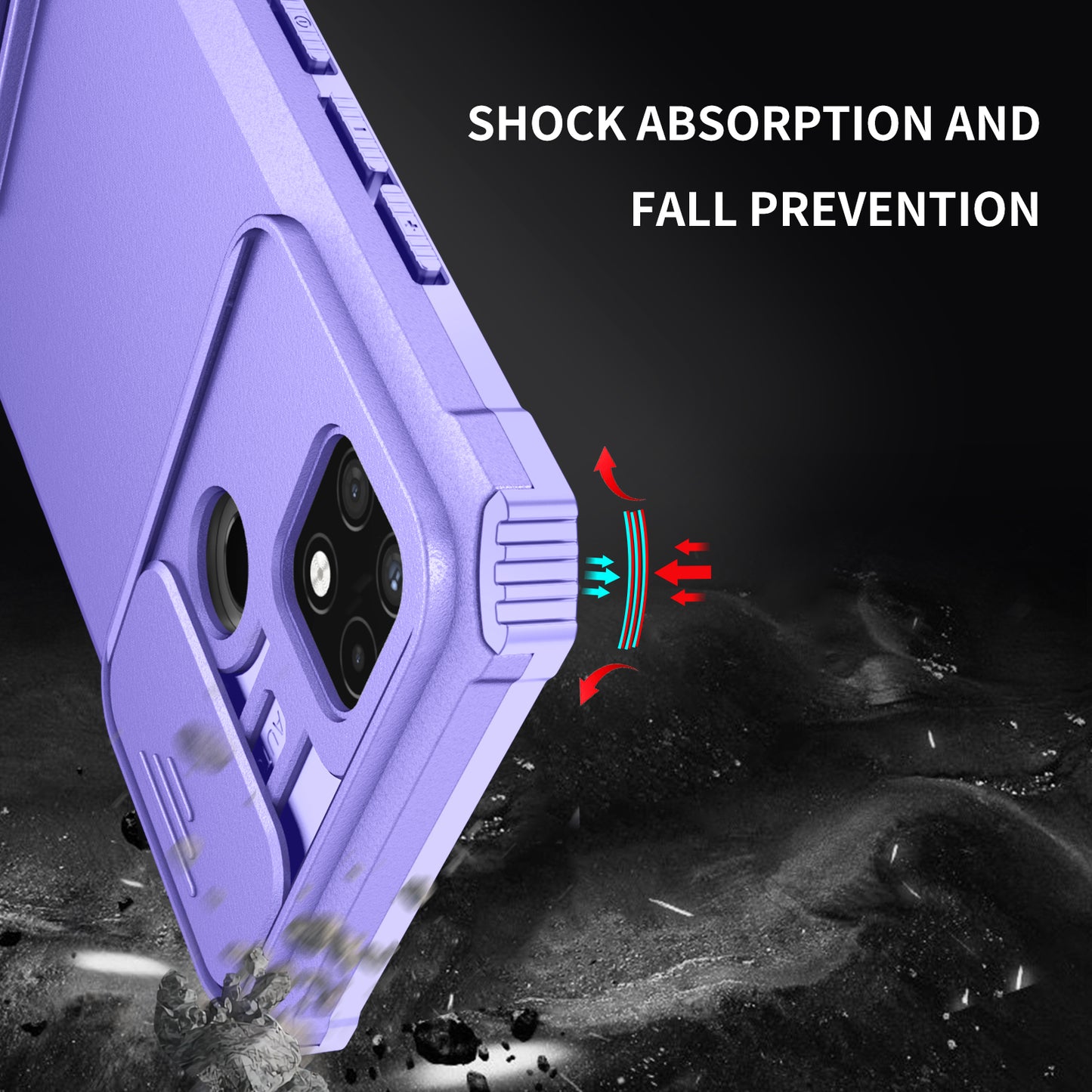 For Infinix Hot 11s NFC 4G Slide Camera Protection Anti-fall Cell Phone Shell Kickstand PC + TPU Hybrid Cover Phone Case