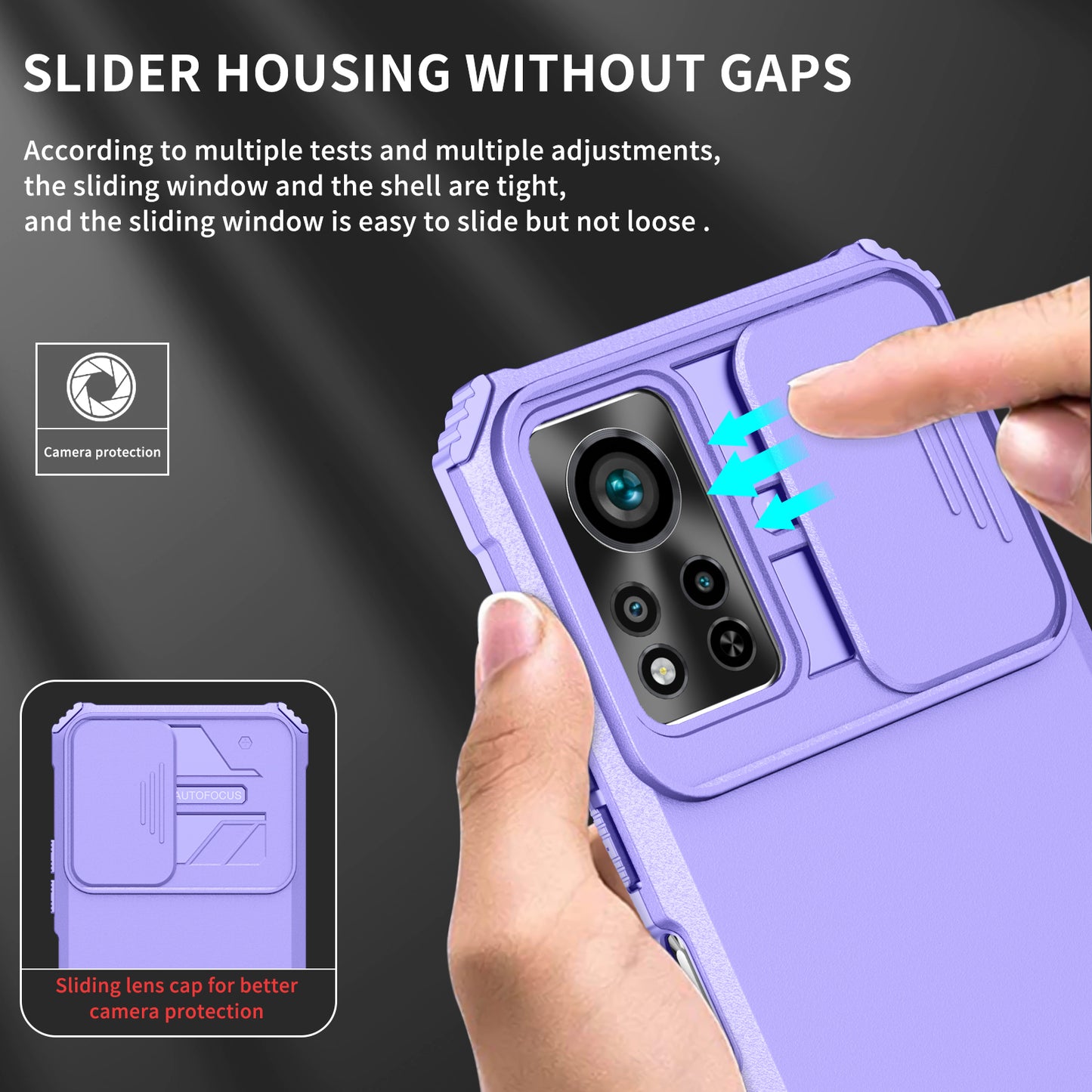 For Infinix Hot 11s NFC 4G Slide Camera Protection Anti-fall Cell Phone Shell Kickstand PC + TPU Hybrid Cover Phone Case