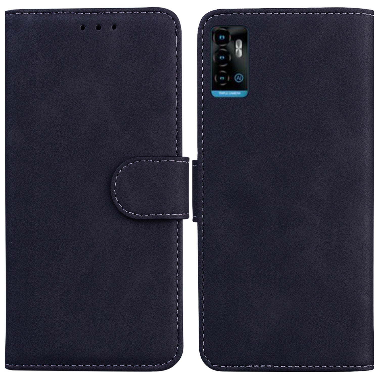 For ZTE Blade A72 / Blade V40 Vita Solid Color PU Leather Flip Folio Cover Stand Wallet Magnetic Clasp Shockproof Phone Case