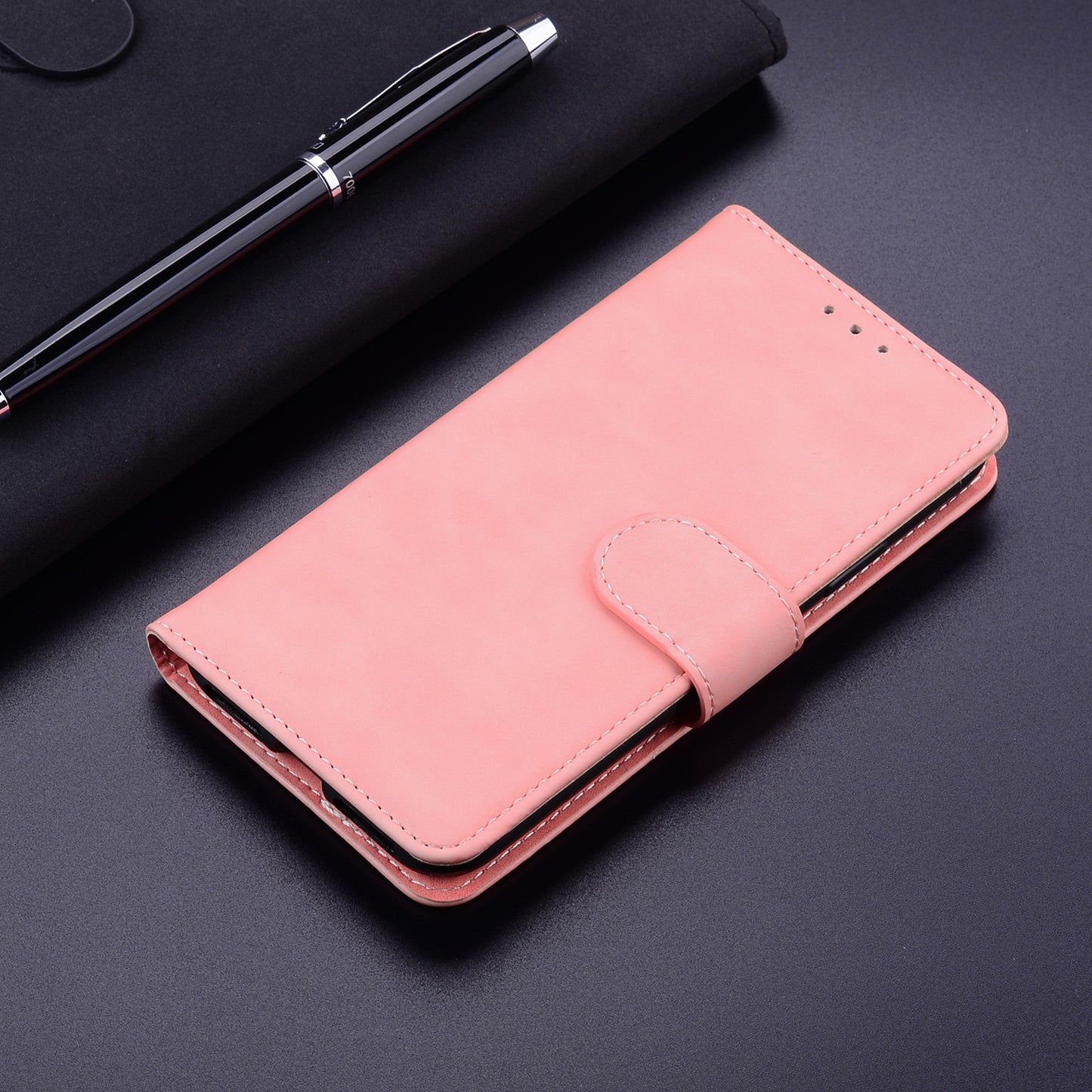 For ZTE Blade A72 / Blade V40 Vita Solid Color PU Leather Flip Folio Cover Stand Wallet Magnetic Clasp Shockproof Phone Case