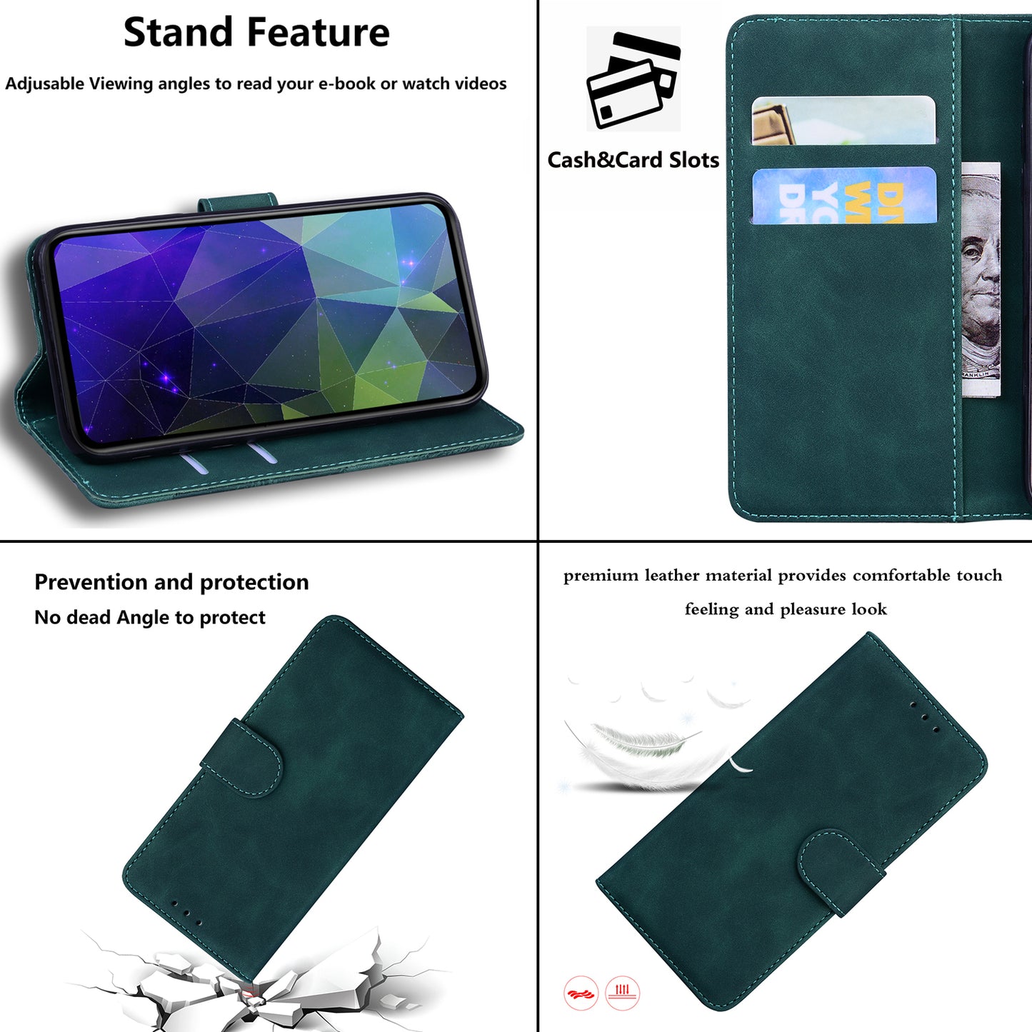 For ZTE Blade A72 / Blade V40 Vita Solid Color PU Leather Flip Folio Cover Stand Wallet Magnetic Clasp Shockproof Phone Case