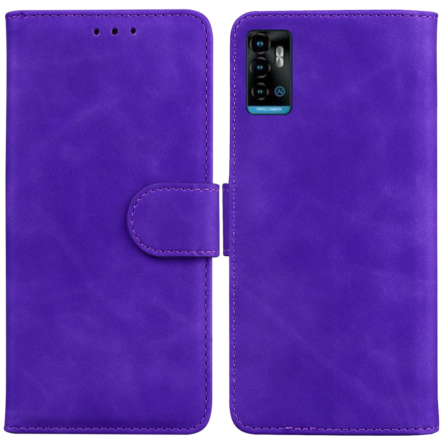 For ZTE Blade A72 / Blade V40 Vita Solid Color PU Leather Flip Folio Cover Stand Wallet Magnetic Clasp Shockproof Phone Case