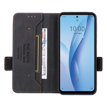 For ZTE Libero 5G III Hardware Decor Dual Magnetic Clasp Anti-fall Phone Cover Wallet Stand Anti-scratch PU Leather Phone Case