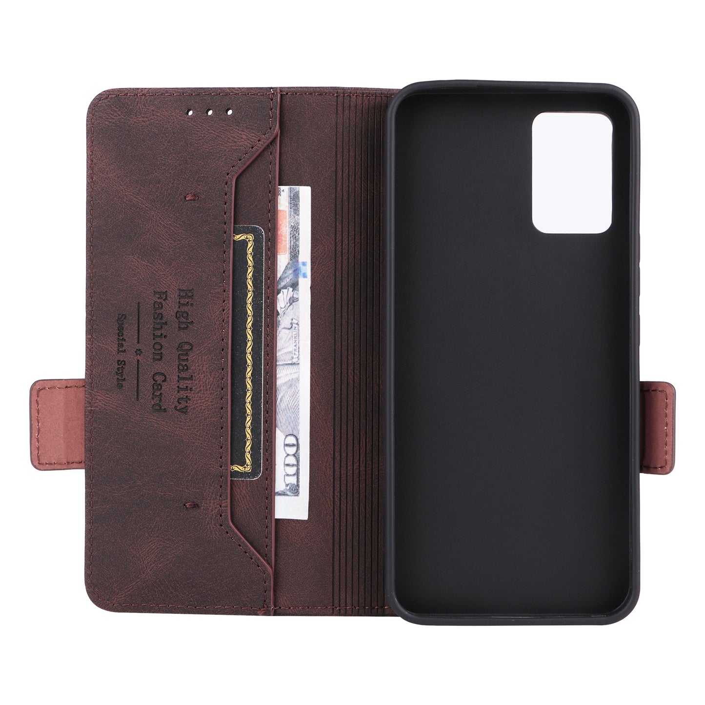 For ZTE Libero 5G III Hardware Decor Dual Magnetic Clasp Anti-fall Phone Cover Wallet Stand Anti-scratch PU Leather Phone Case