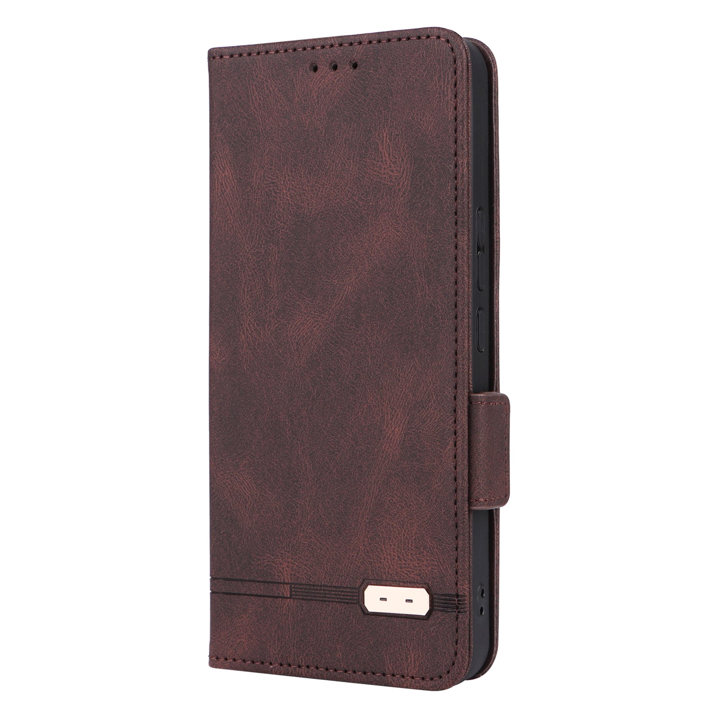 For ZTE Libero 5G III Hardware Decor Dual Magnetic Clasp Anti-fall Phone Cover Wallet Stand Anti-scratch PU Leather Phone Case