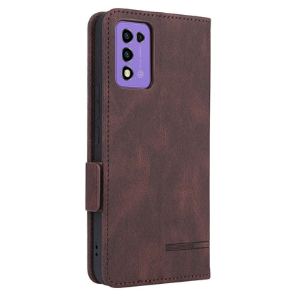 For ZTE Libero 5G III Hardware Decor Dual Magnetic Clasp Anti-fall Phone Cover Wallet Stand Anti-scratch PU Leather Phone Case