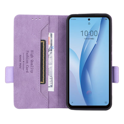 For ZTE Libero 5G III Hardware Decor Dual Magnetic Clasp Anti-fall Phone Cover Wallet Stand Anti-scratch PU Leather Phone Case