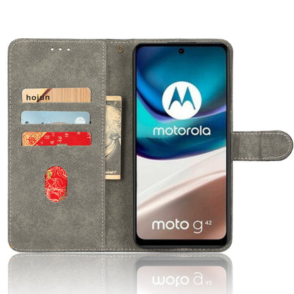 For Motorola Moto G42 4G Shockproof Phone Case PU Leather RFID Blocking Magnetic Anti-scratch Phone Cover with Wallet Stand