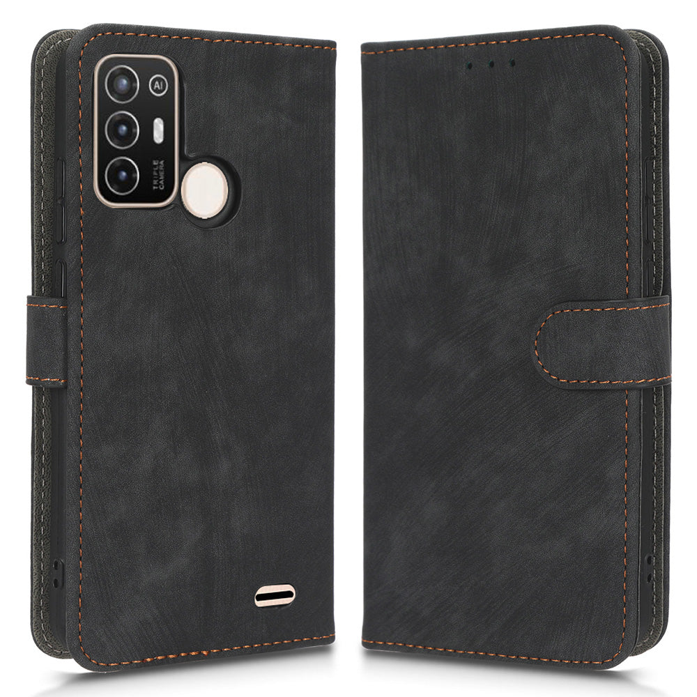 PU Leather Phone Cover For ZTE Blade A52, Flip Wallet Stand RFID Blocking Mobile Phone Case