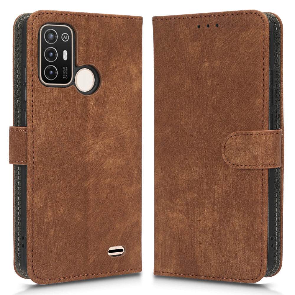 PU Leather Phone Cover For ZTE Blade A52, Flip Wallet Stand RFID Blocking Mobile Phone Case