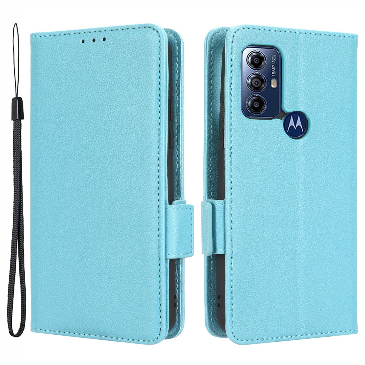 For Motorola Moto G Play (2023) 4G Dual Magnetic Clasp PU Leather Anti-fall Phone Case Litchi Texture Protective Phone Wallet Stand Cover