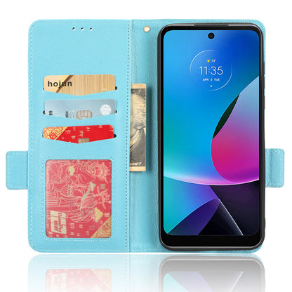 For Motorola Moto G Play (2023) 4G Dual Magnetic Clasp PU Leather Anti-fall Phone Case Litchi Texture Protective Phone Wallet Stand Cover