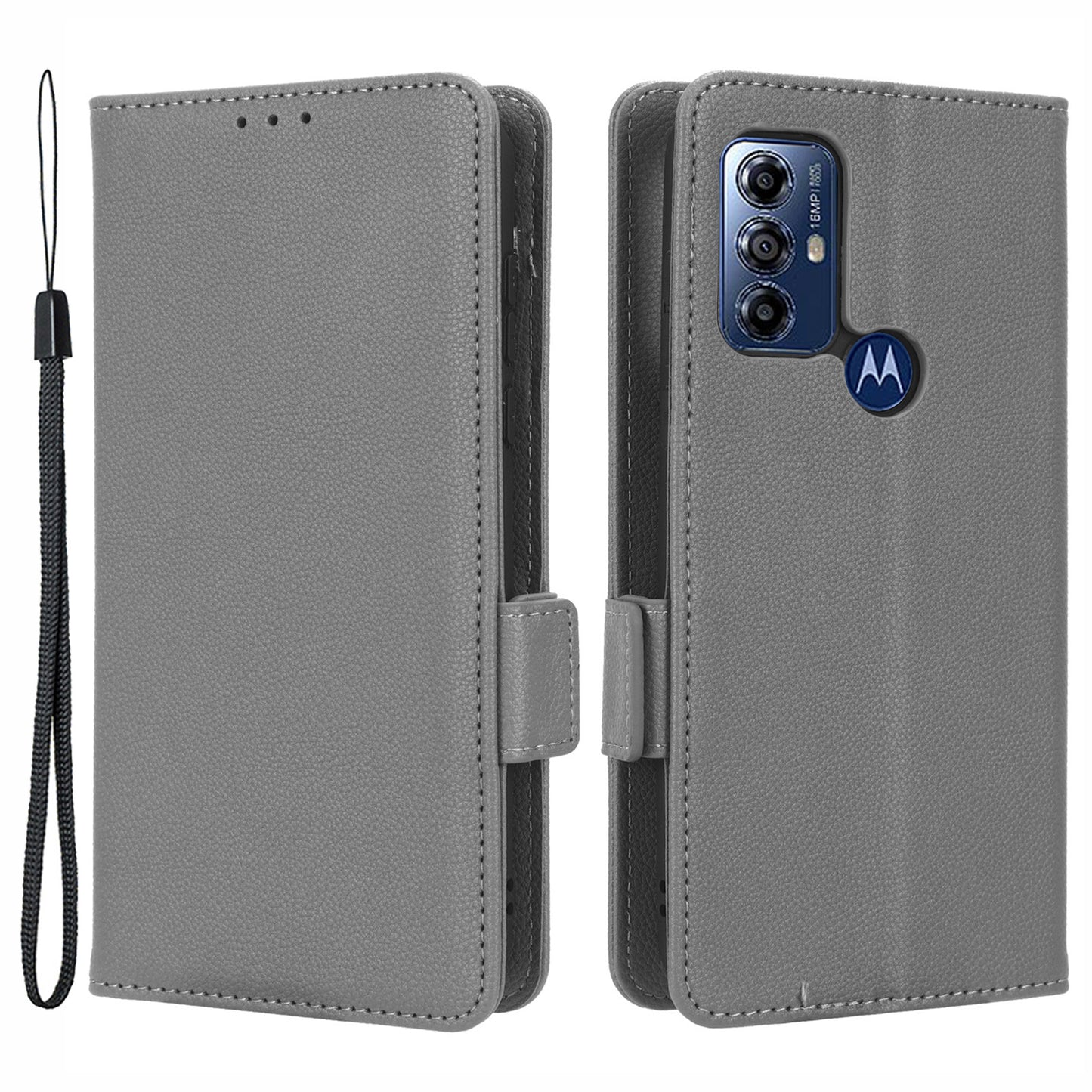 For Motorola Moto G Play (2023) 4G Dual Magnetic Clasp PU Leather Anti-fall Phone Case Litchi Texture Protective Phone Wallet Stand Cover