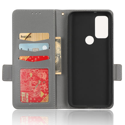 For Motorola Moto G Play (2023) 4G Dual Magnetic Clasp PU Leather Anti-fall Phone Case Litchi Texture Protective Phone Wallet Stand Cover