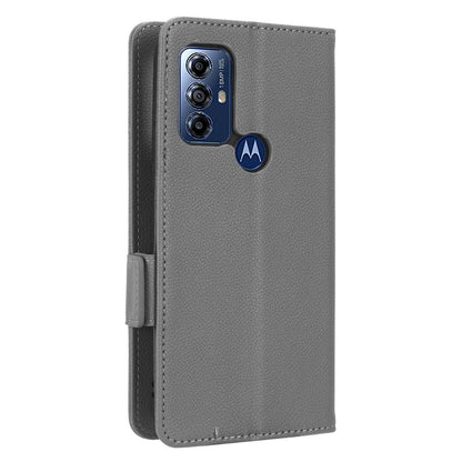 For Motorola Moto G Play (2023) 4G Dual Magnetic Clasp PU Leather Anti-fall Phone Case Litchi Texture Protective Phone Wallet Stand Cover