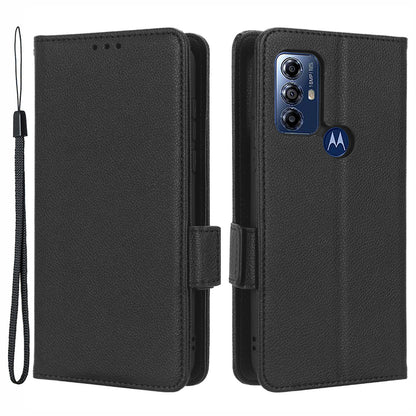 For Motorola Moto G Play (2023) 4G Dual Magnetic Clasp PU Leather Anti-fall Phone Case Litchi Texture Protective Phone Wallet Stand Cover