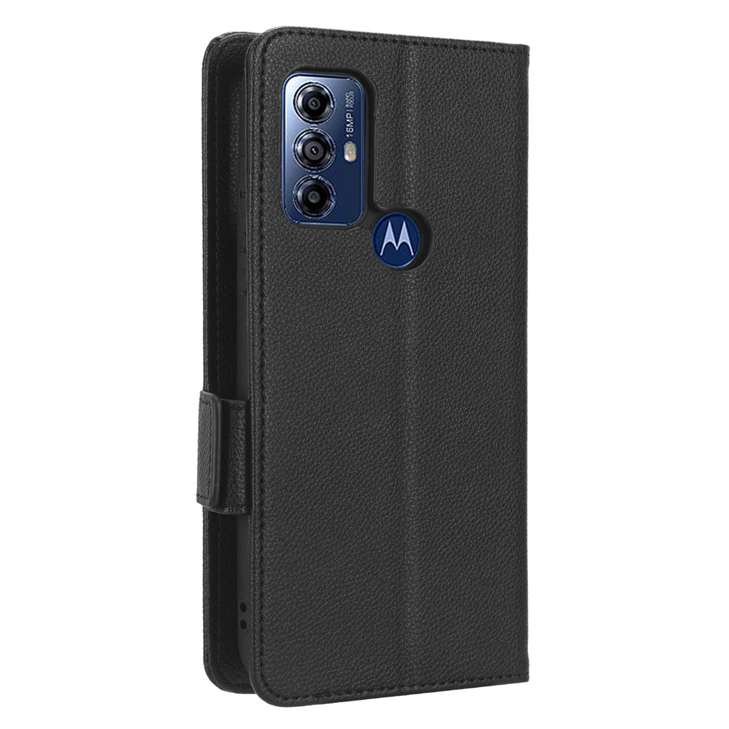 For Motorola Moto G Play (2023) 4G Dual Magnetic Clasp PU Leather Anti-fall Phone Case Litchi Texture Protective Phone Wallet Stand Cover