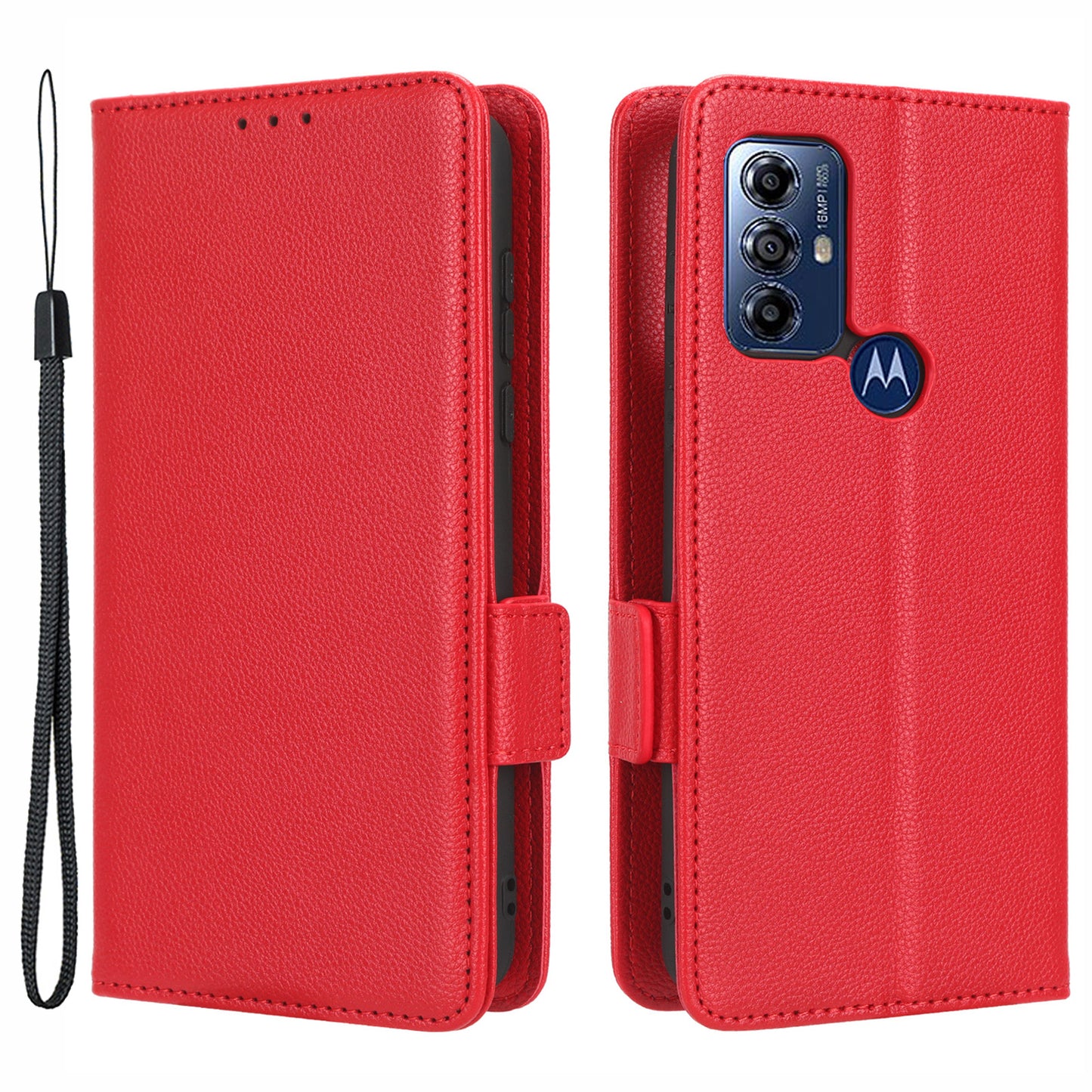 For Motorola Moto G Play (2023) 4G Dual Magnetic Clasp PU Leather Anti-fall Phone Case Litchi Texture Protective Phone Wallet Stand Cover