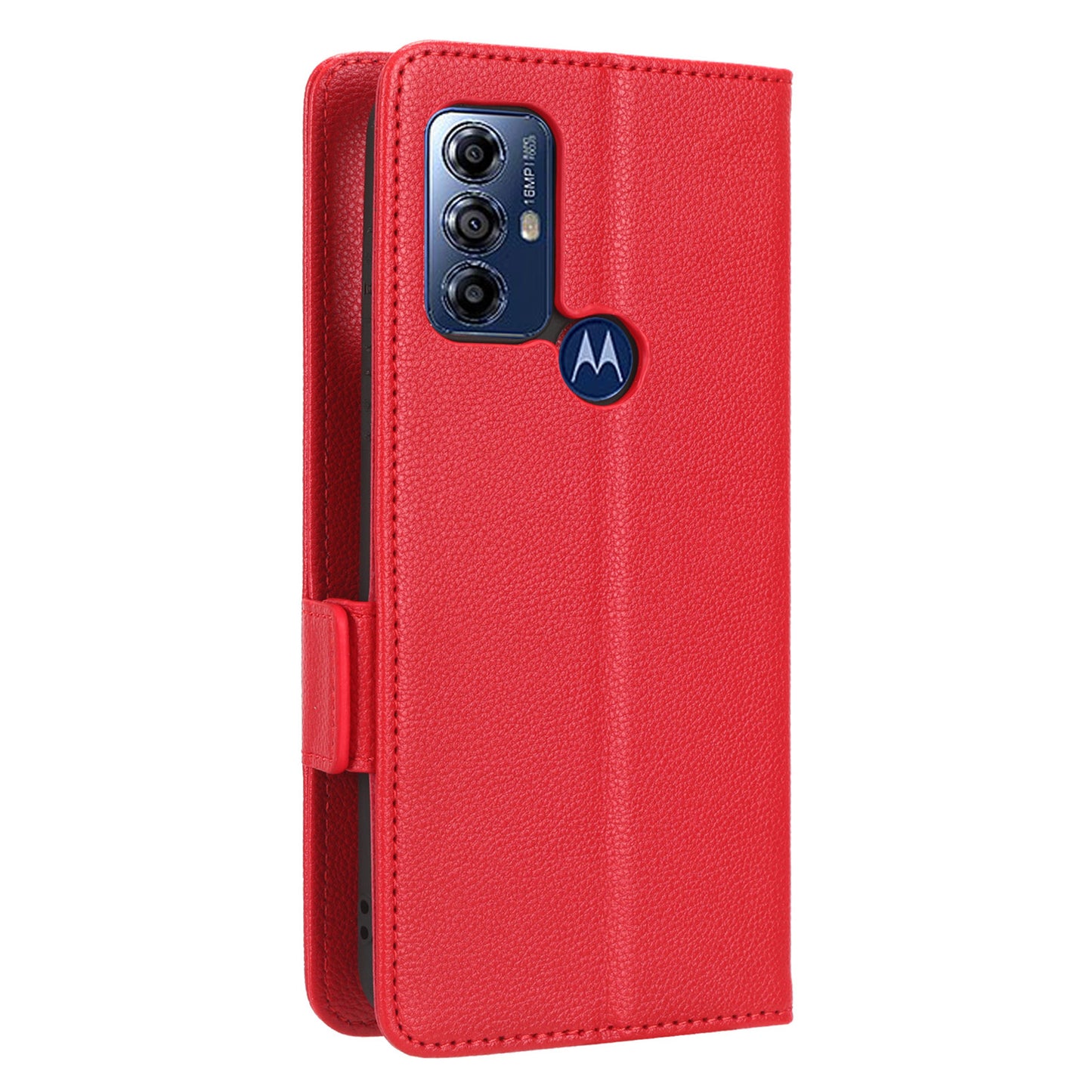 For Motorola Moto G Play (2023) 4G Dual Magnetic Clasp PU Leather Anti-fall Phone Case Litchi Texture Protective Phone Wallet Stand Cover