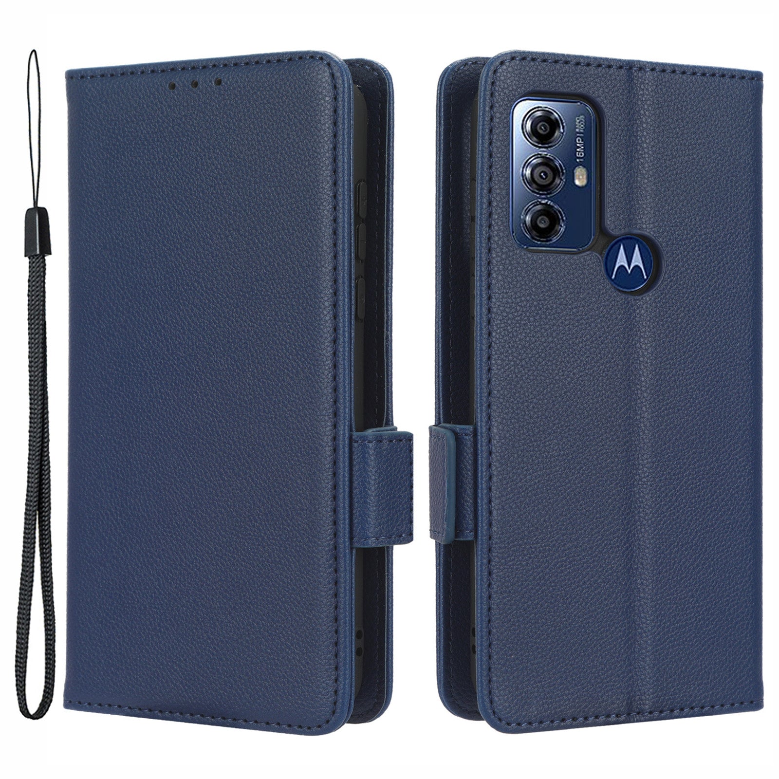 For Motorola Moto G Play (2023) 4G Dual Magnetic Clasp PU Leather Anti-fall Phone Case Litchi Texture Protective Phone Wallet Stand Cover