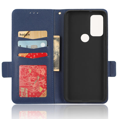 For Motorola Moto G Play (2023) 4G Dual Magnetic Clasp PU Leather Anti-fall Phone Case Litchi Texture Protective Phone Wallet Stand Cover