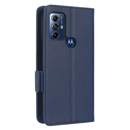 For Motorola Moto G Play (2023) 4G Dual Magnetic Clasp PU Leather Anti-fall Phone Case Litchi Texture Protective Phone Wallet Stand Cover