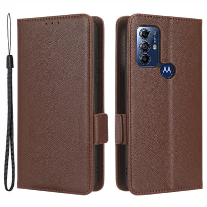 For Motorola Moto G Play (2023) 4G Dual Magnetic Clasp PU Leather Anti-fall Phone Case Litchi Texture Protective Phone Wallet Stand Cover