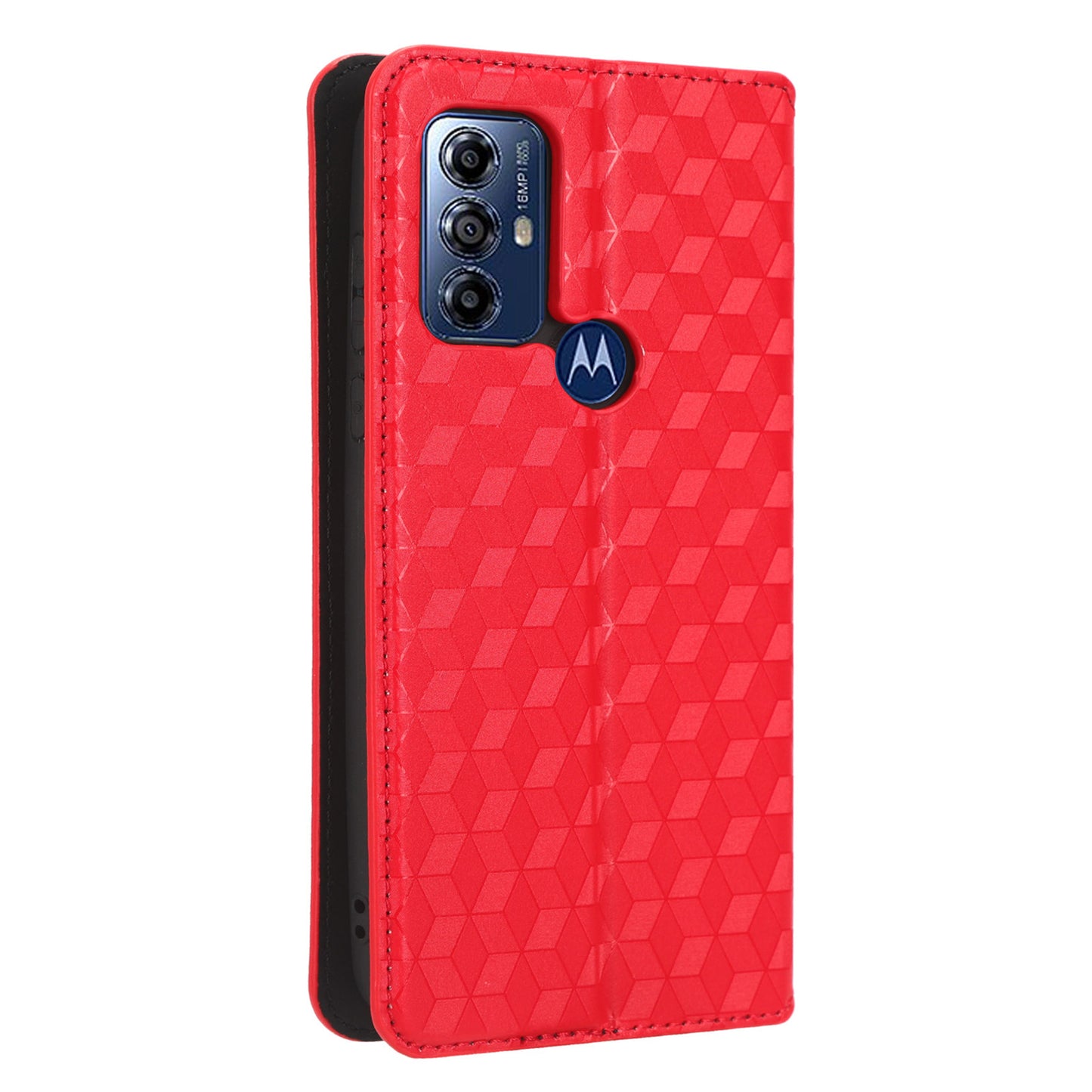 PU Leather Protective Phone Case For Motorola Moto G Play (2023) 4G, Rhombus Pattern Imprinted Magnetic Auto-absorbed Stand Wallet Folio Flip Phone Cover