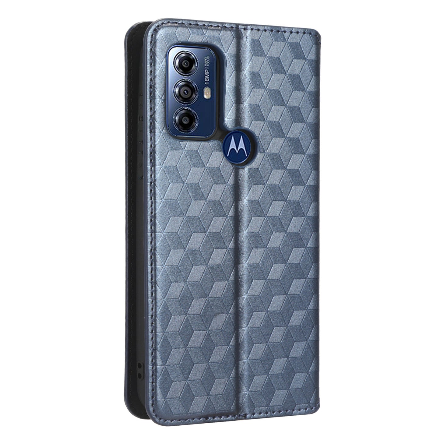 PU Leather Protective Phone Case For Motorola Moto G Play (2023) 4G, Rhombus Pattern Imprinted Magnetic Auto-absorbed Stand Wallet Folio Flip Phone Cover