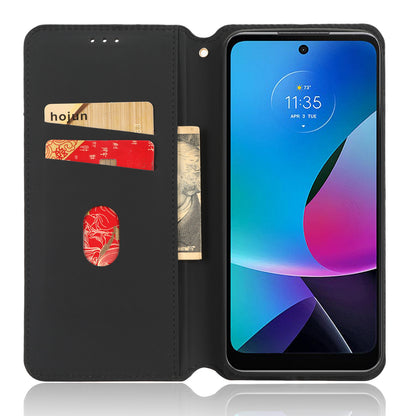 PU Leather Protective Phone Case For Motorola Moto G Play (2023) 4G, Rhombus Pattern Imprinted Magnetic Auto-absorbed Stand Wallet Folio Flip Phone Cover