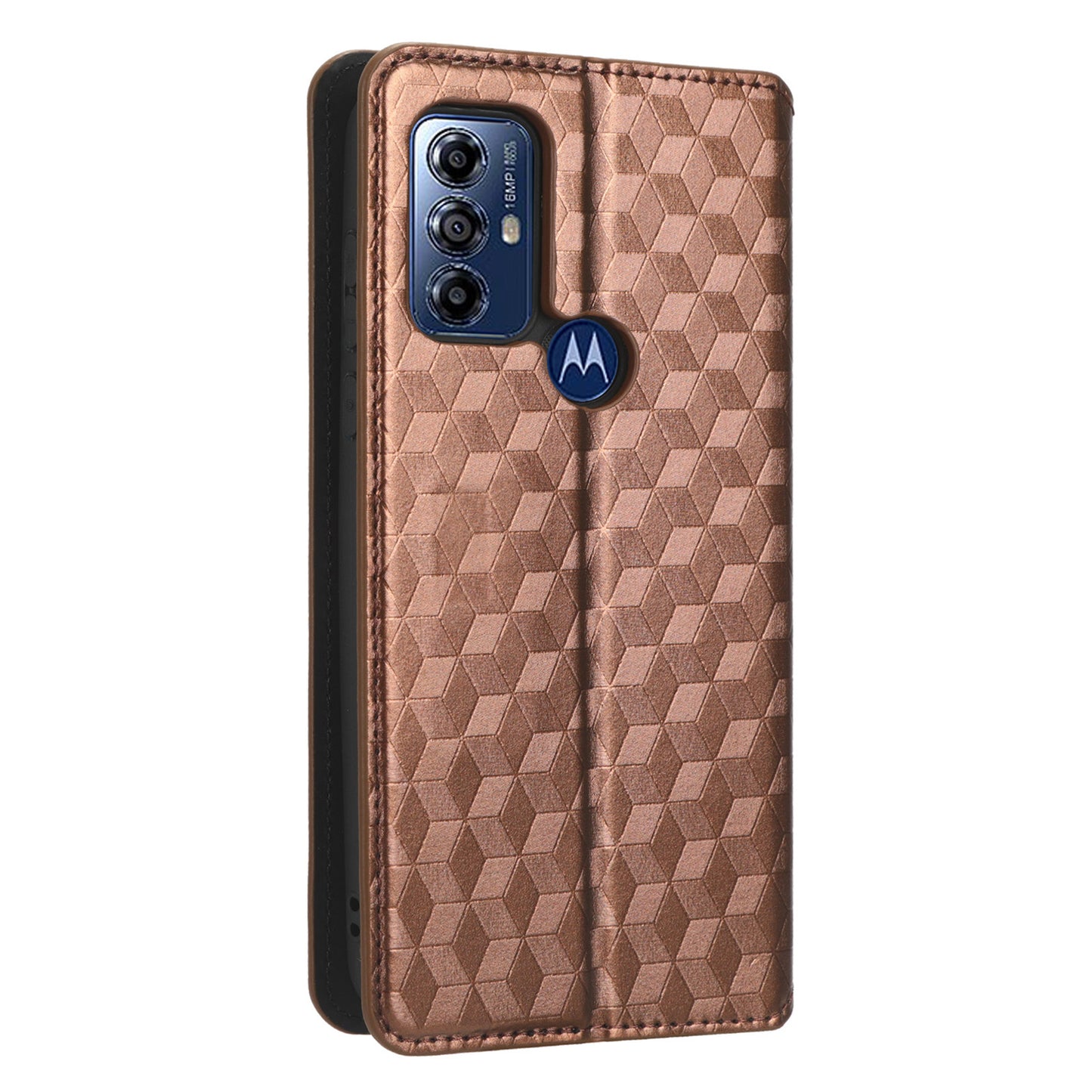 PU Leather Protective Phone Case For Motorola Moto G Play (2023) 4G, Rhombus Pattern Imprinted Magnetic Auto-absorbed Stand Wallet Folio Flip Phone Cover