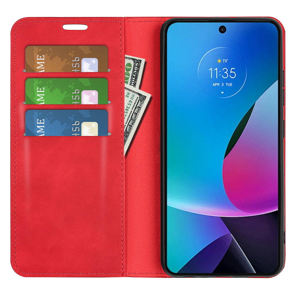 For Motorola Moto G Play (2023) 4G Skin-touch Feeling PU Leather Flip Cover Magnetic Auto-absorbed Stand Wallet Phone Case