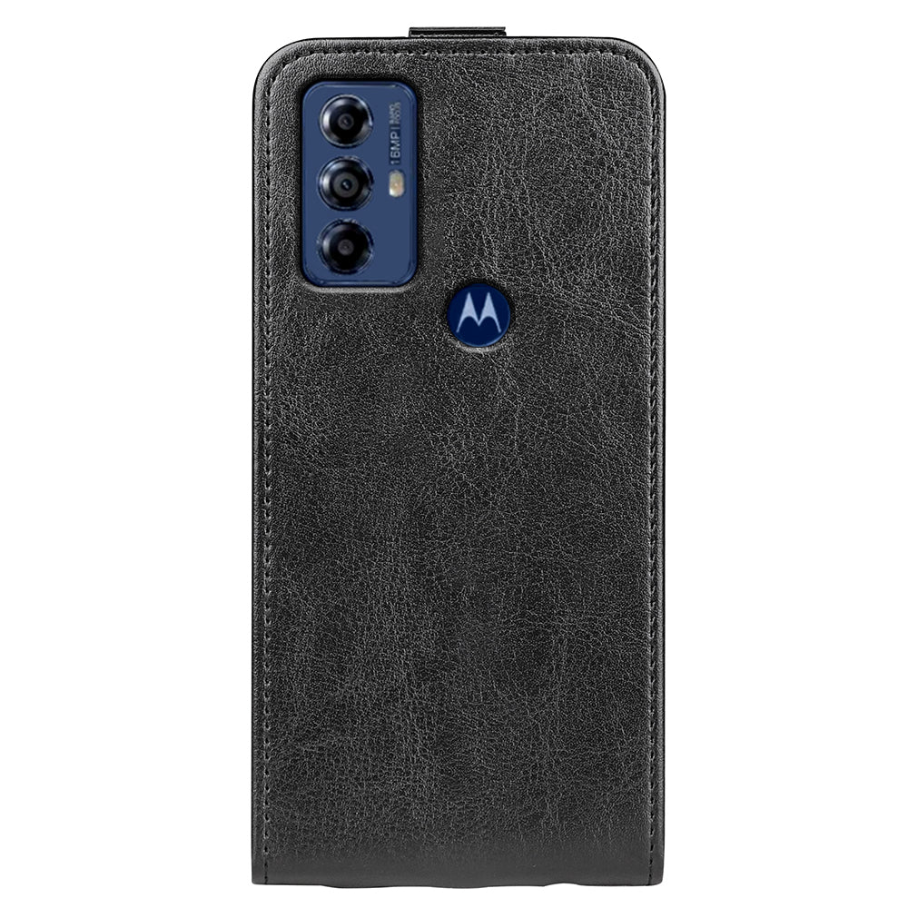 For Motorola Moto G Play (2023) 4G Vertical Flip Card Slot Case Crazy Horse Texture PU Leather Dual Magnetic Clasp Phone Cover