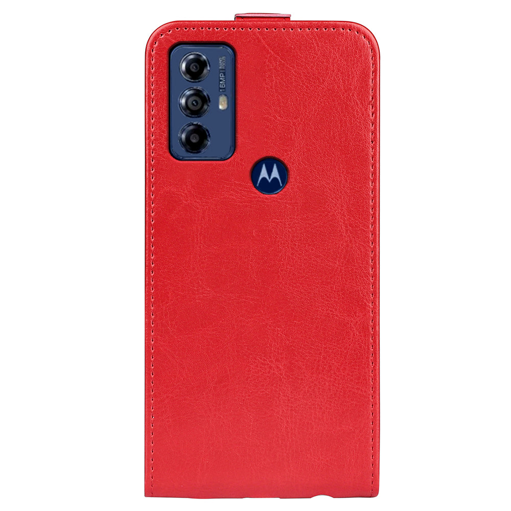 For Motorola Moto G Play (2023) 4G Vertical Flip Card Slot Case Crazy Horse Texture PU Leather Dual Magnetic Clasp Phone Cover