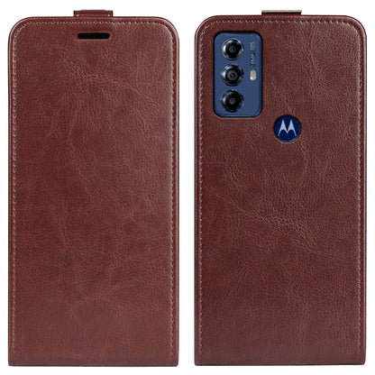 For Motorola Moto G Play (2023) 4G Vertical Flip Card Slot Case Crazy Horse Texture PU Leather Dual Magnetic Clasp Phone Cover