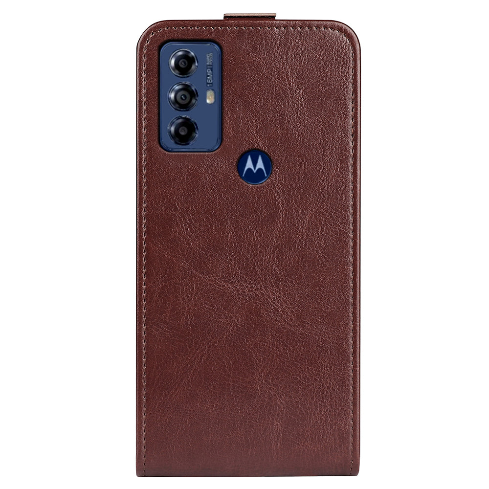 For Motorola Moto G Play (2023) 4G Vertical Flip Card Slot Case Crazy Horse Texture PU Leather Dual Magnetic Clasp Phone Cover