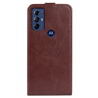 For Motorola Moto G Play (2023) 4G Vertical Flip Card Slot Case Crazy Horse Texture PU Leather Dual Magnetic Clasp Phone Cover