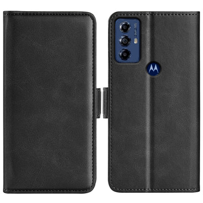 For Motorola Moto G Play (2023) 4G Calf Texture Phone Case PU Leather Dual Magnetic Clasp Foldable Stand Wallet Cell Phone Cover