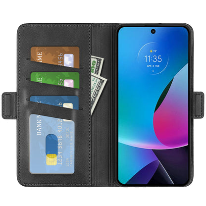 For Motorola Moto G Play (2023) 4G Calf Texture Phone Case PU Leather Dual Magnetic Clasp Foldable Stand Wallet Cell Phone Cover