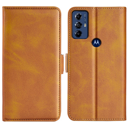 For Motorola Moto G Play (2023) 4G Calf Texture Phone Case PU Leather Dual Magnetic Clasp Foldable Stand Wallet Cell Phone Cover