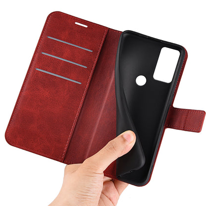 For Motorola Moto G Play (2023) 4G Calf Texture PU Leather Wallet Case Square Magnetic Clasp Stand Flip Phone Cover