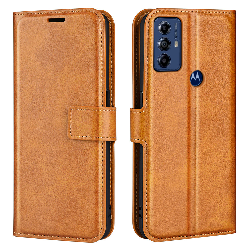 For Motorola Moto G Play (2023) 4G Calf Texture PU Leather Wallet Case Square Magnetic Clasp Stand Flip Phone Cover