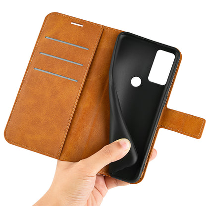 For Motorola Moto G Play (2023) 4G Calf Texture PU Leather Wallet Case Square Magnetic Clasp Stand Flip Phone Cover