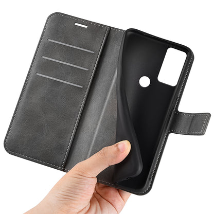 For Motorola Moto G Play (2023) 4G Calf Texture PU Leather Wallet Case Square Magnetic Clasp Stand Flip Phone Cover