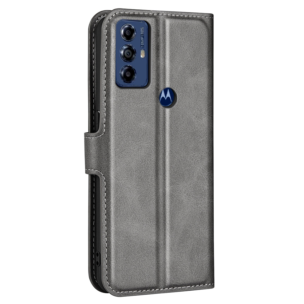 For Motorola Moto G Play (2023) 4G Calf Texture PU Leather Wallet Case Square Magnetic Clasp Stand Flip Phone Cover