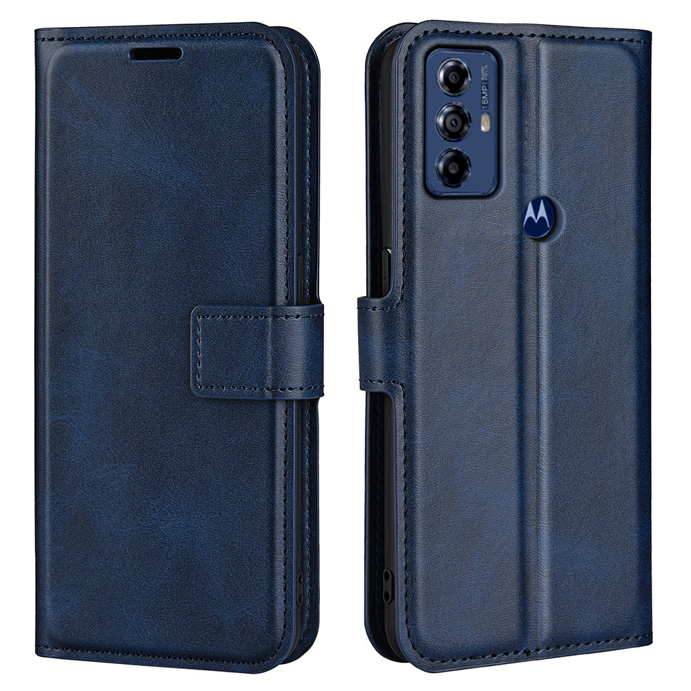 For Motorola Moto G Play (2023) 4G Calf Texture PU Leather Wallet Case Square Magnetic Clasp Stand Flip Phone Cover